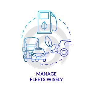 Manage fleets wisely blue gradient concept icon