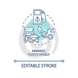 Manage fleets wisely turquoise concept icon
