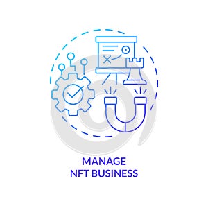Manage NFT business blue gradient concept icon