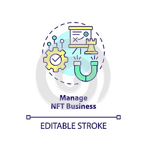 Manage NFT business concept icon