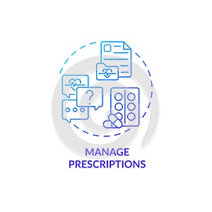 Manage prescriptions blue gradient concept icon