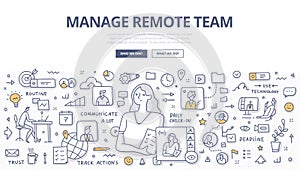 Manage Remote Team Doodle Concept photo