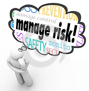 Manage Risk Thinker Thought Cloud Limiting Loss Liability photo