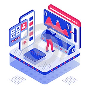 Manage your dashboard isometric vector illustration