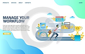 Manage your workflow vector website landing page design template