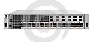 Managed 2U Ethernet switch for mounting with a 19-inch rack with 48 ethernet and 12 optical ports. Color silver, size 2u.