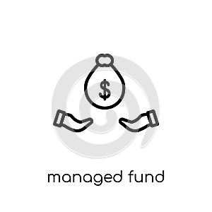 Managed fund icon. Trendy modern flat linear vector Managed fund