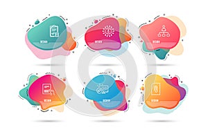 Management, Attachment and Parcel invoice icons. Accounting checklist sign. Vector