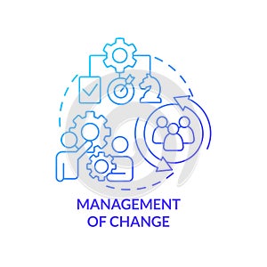 Management of change blue gradient concept icon