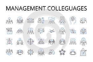 Management colleguages line icons collection. Business partners, Sales associates, Finance experts, Marketing