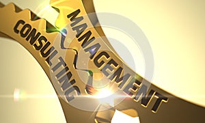 Management Consulting Concept. Golden Metallic Gears. 3D. photo
