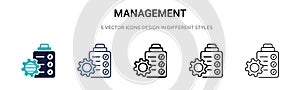 Management icon in filled, thin line, outline and stroke style. Vector illustration of two colored and black management vector