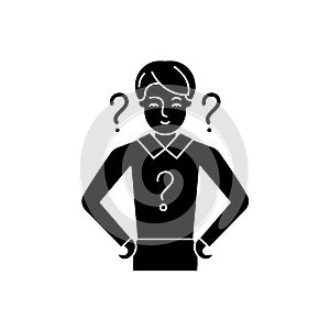 Management issues black icon, vector sign on isolated background. Management issues concept symbol, illustration