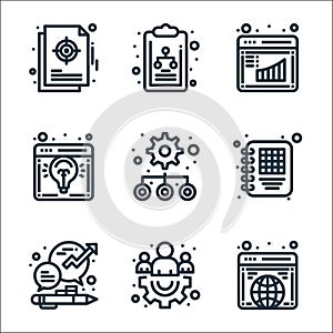 management line icons. linear set. quality vector line set such as browser, group, business, dairy, hierarchy, idea, graph,