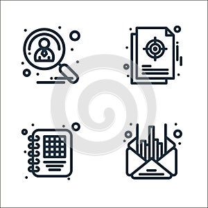 management line icons. linear set. quality vector line set such as email, dairy, chart