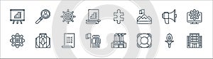 management line icons. linear set. quality vector line set such as office, lifesaver, leadership, management, megaphone, helm,