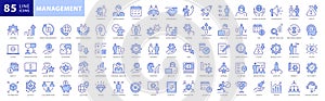 Management line icons set. Business Management and Direction elements outline icons collection. Businessman, Career, Human