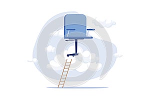 management office chair on cloud with ladder for talent and employee to climb up.