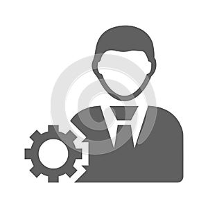 Management, planning icon. Gray vector graphics