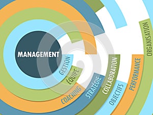 MANAGEMENT Radial Format Tag Cloud in French