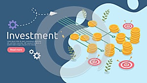 management or return on investment concept. online business strategic for financial analysis. isometric design vector illustration