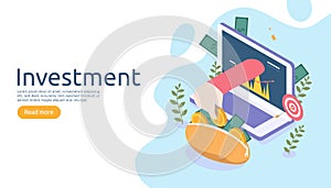management or return on investment concept. online business strategic for financial analysis. isometric design vector illustration