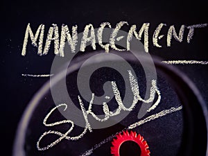 management skills business word displayed with lens view concept