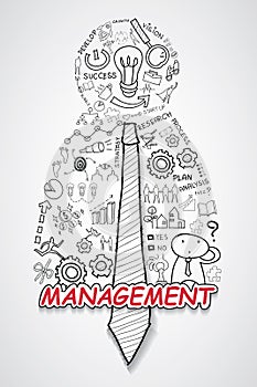Management text, With creative drawing charts and graphs business success strategy plan idea, Inspiration concept modern design te