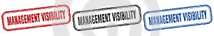 management visibility square isolated sign set. management visibility stamp.