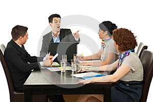 Manager argue employee at meeting photo