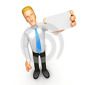 Manager with blank business card