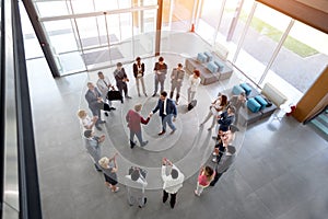 Manager congratulates to excellent worker