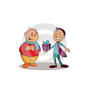 Manager consultant presenting a gift to the client. One of a series of similar images.