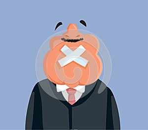 Businessman Keeping Quiet About Company Secrets Vector Cartoon