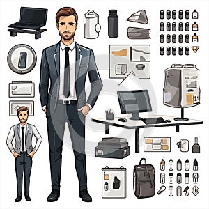 Manager icon, set of manager bundle isolated on white background. Vector illustration.