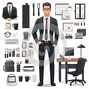 Manager icon, set of manager bundle isolated on white background. Vector illustration.