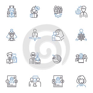 Manager line icons collection. Leadership, Decisive, Organized, Communication, Efficient, Innovative, Charismatic vector