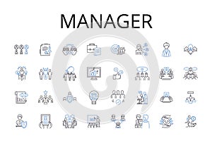 Manager line icons collection. Supervisor, Director, Head, Administrator, Boss, Chief, Controller vector and linear