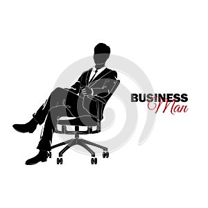 Manager. A man in a business suit. Businessman sitting in a chair