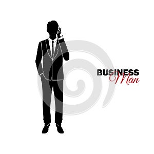 Manager. A man in a business suit. Businessman speaks by phone