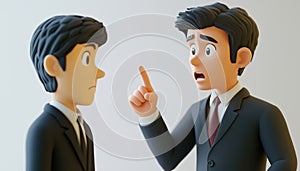 Manager Pointing Finger Aggressively At Subordinate During Confrontation In The Workplace. Subtle Intimidation Tactics Used By photo