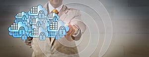 Manager Touching Crowd Of Secure Cloud Containers