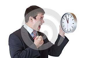 Manager under time pressure clenches his fist