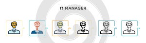 It manager vector icon in 6 different modern styles. Black, two colored it manager icons designed in filled, outline, line and