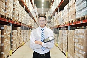 Manager worker in warehouse