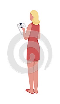 Manageress controlling work process semi flat color vector character photo