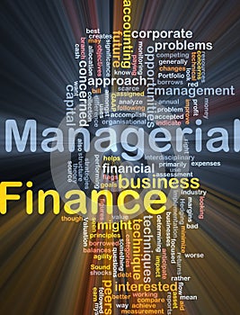 Managerial finance background concept glowing