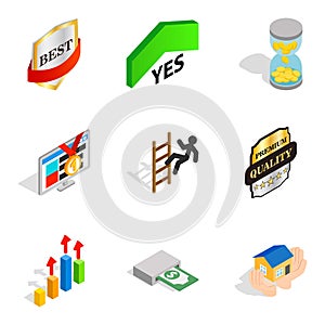 Managerial position icons set, isometric style