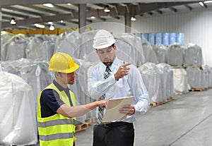 managers and workers in the logistics industry talk about working with chemicals in the warehouse