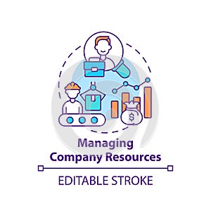 Managing company resources concept icon